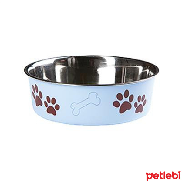 Flamingo Bella Köpekler İçin Paslanmaz Çelik Mama ve Su Kabı 21cm 1500ml (Açık Mavi)