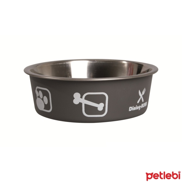 Flamingo Bella Köpekler İçin Paslanmaz Çelik Mama ve Su Kabı 21cm 1500ml (Gri)