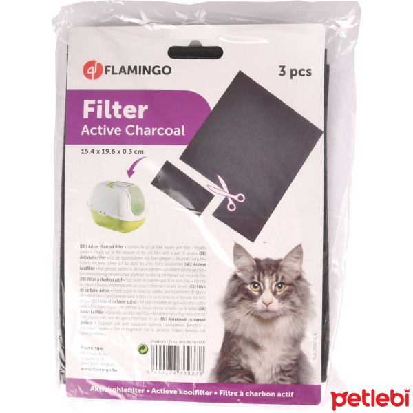 Flamingo Aktif Karbonlu Kapalı Kedi Tuvalet Filtresi 15x20cm (3'lü)