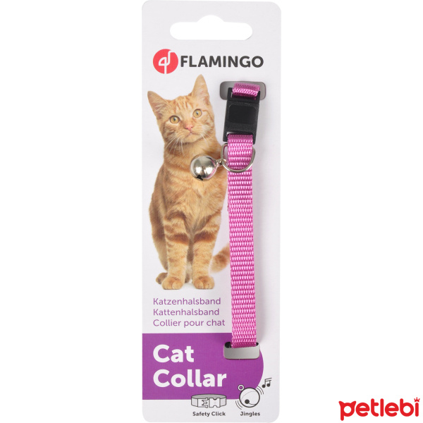 Flamingo Zilli Kedi Boyun Tasması 30cm (Pembe)