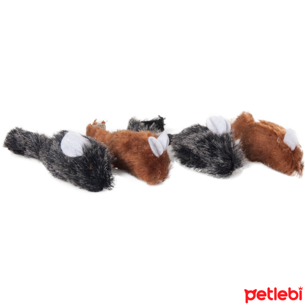 Flamingo Leopar Desenli Peluş Fare Kedi Oyuncağı 5cm (4'lü)