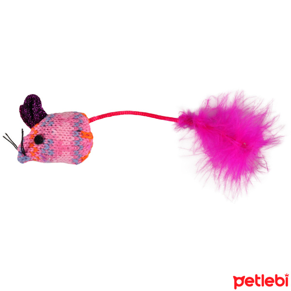 Flamingo Catnipli Tüylü Peluş Fare Kedi Oyuncağı 18cm (3'lü) (Karışık Renkli)