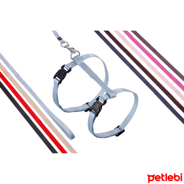 Flamingo Kedi Göğüs Tasma Seti 20-35cm/10mm (Gri)