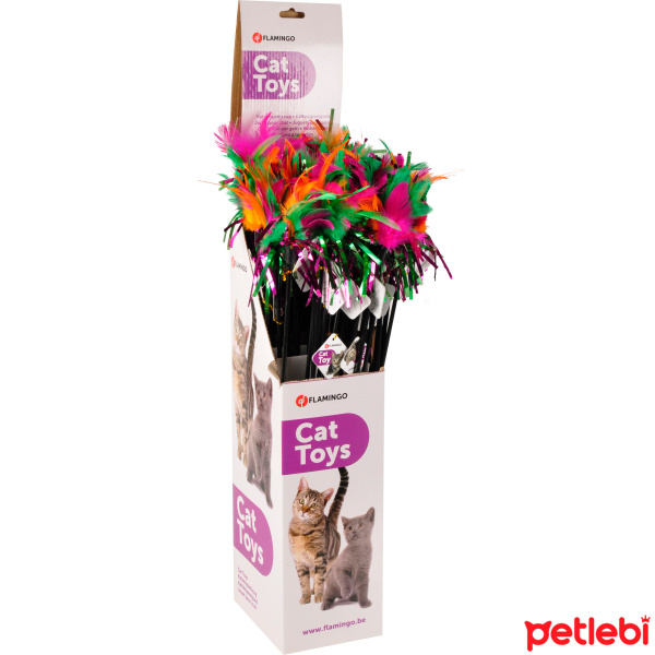 Flamingo Tüylü Olta Kedi Oyuncağı 59cm