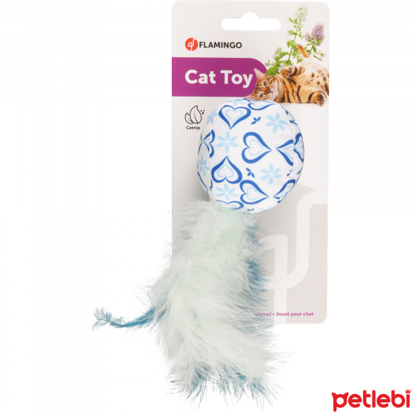 Flamingo Tüylü Top Kedi Oyuncağı 33cm (Mavi)