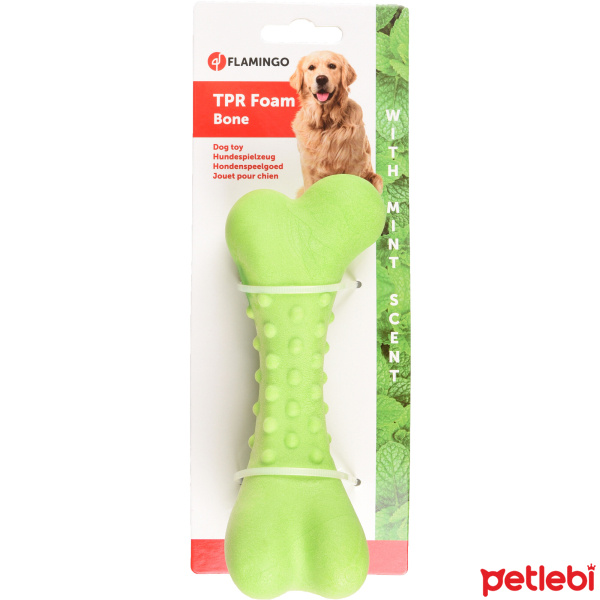 Flamingo Plastik Nane Kokulu Köpek Çiğneme Oyuncağı 16cm (Yeşil)