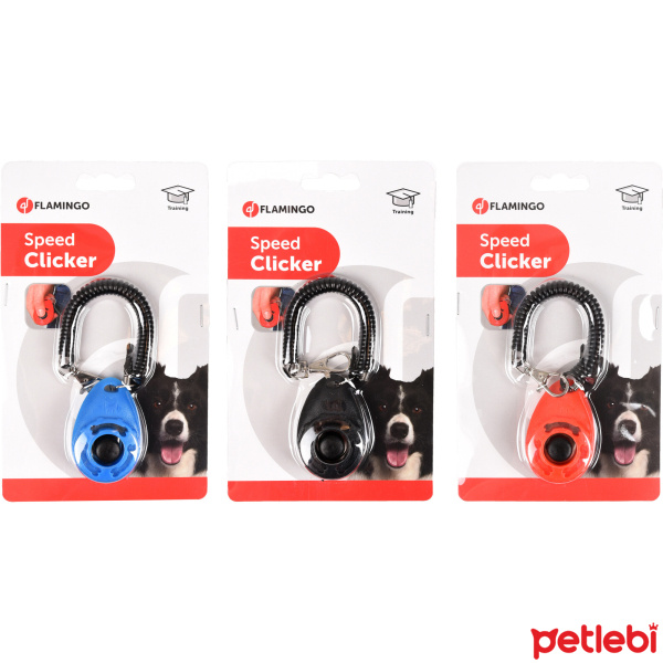 Flamingo Kablolu Köpek Eğitim Clickerı 4x6cm (Karışık Renkli)