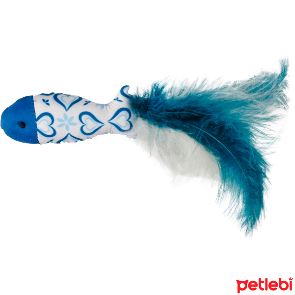 Flamingo Catnipli Tüylü Balık Kedi Oyuncağı 20cm (Mavi-Beyaz)