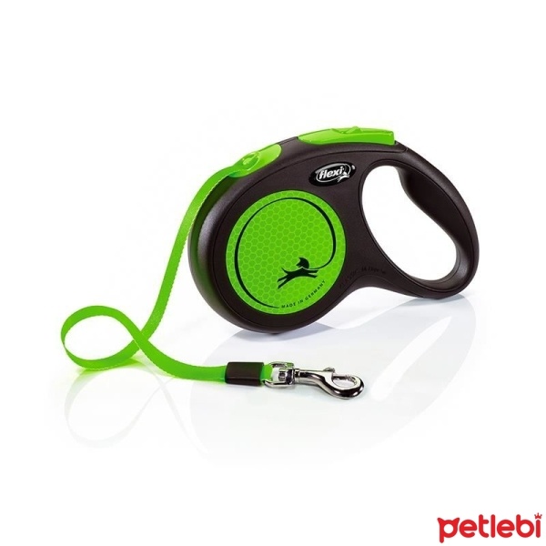 Flexi New Neon Otomatik Şerit Köpek Gezdirme Kayışı 5m [M] (Yeşil)