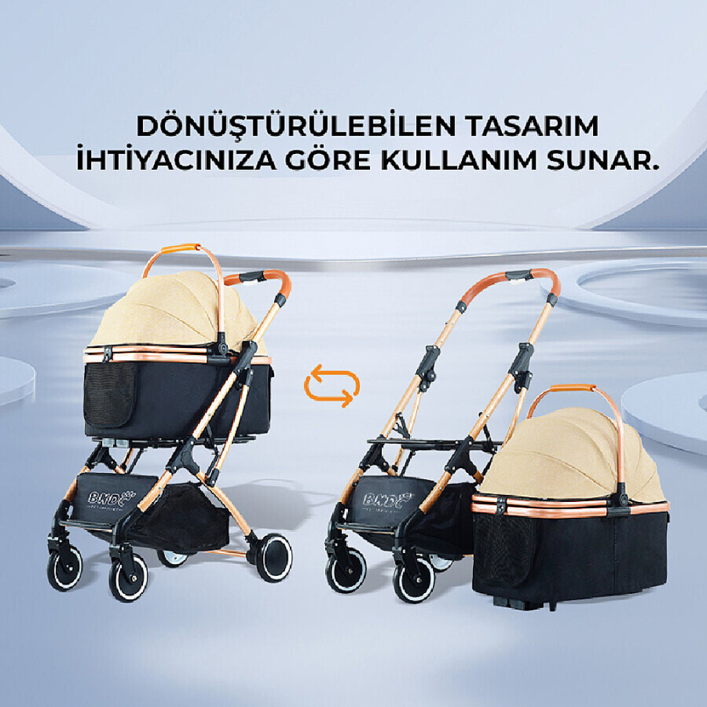 Flip Henan Benedict Kedi ve Küçük Irk Köpek Taşıma Arabası 48x76x101cm (Siyah)