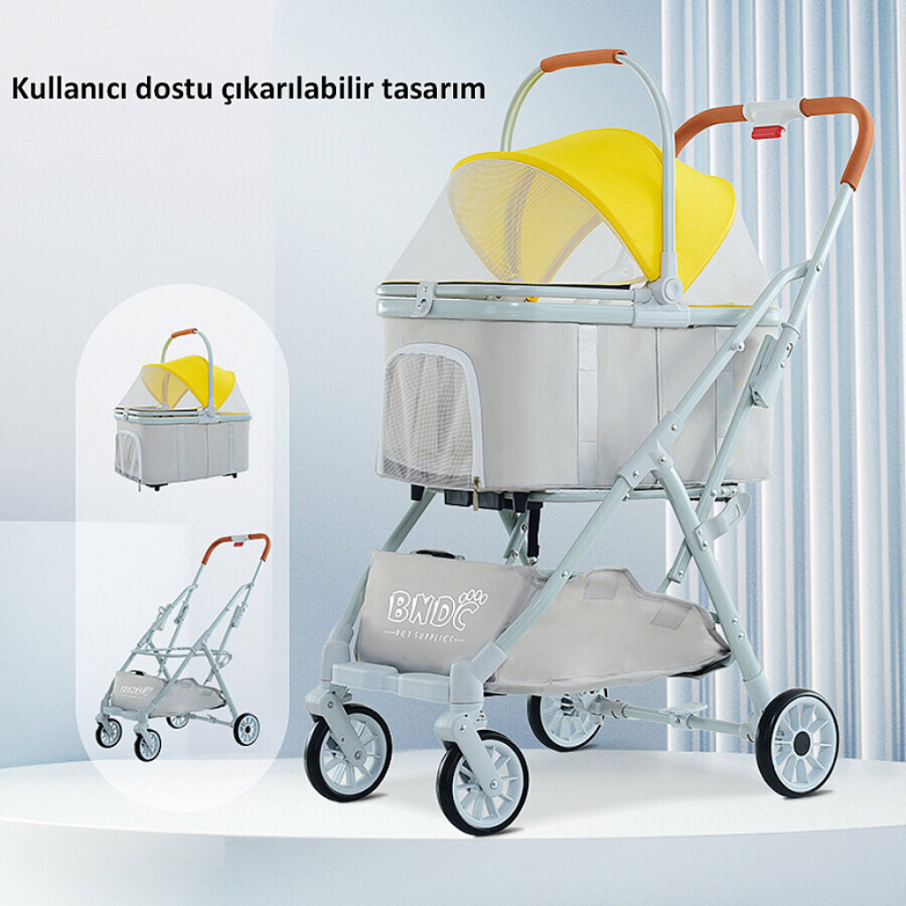 Flip Henan Benedict Kedi ve Küçük Irk Köpek Taşıma Arabası 52x65x100cm (Açık Yeşil)