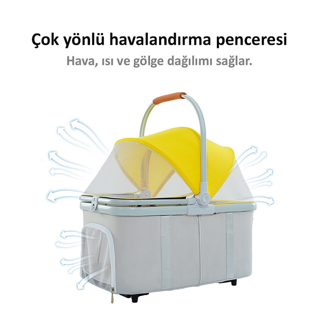 Flip Henan Benedict Kedi ve Küçük Irk Köpek Taşıma Arabası 52x65x100cm (Pembe)