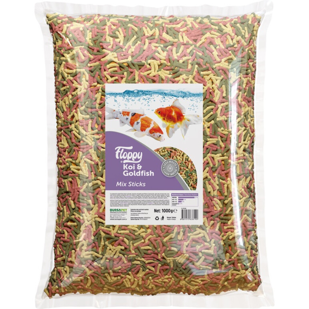 Floppy Mix Koi ve Japon Balıkları için Akvaryum Çubuk Yemi 1kg