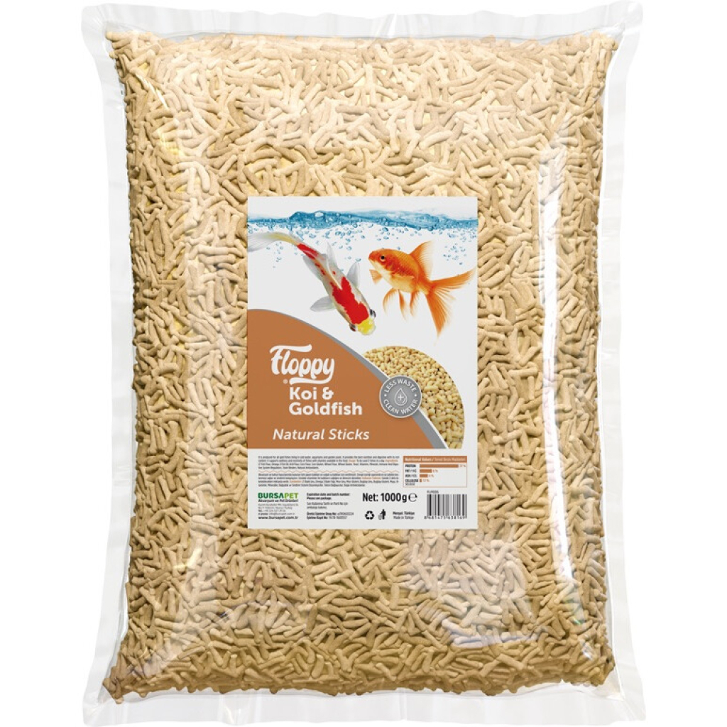 Floppy Natural Koi ve Japon Balıkları için Akvaryum Çubuk Yemi 1kg