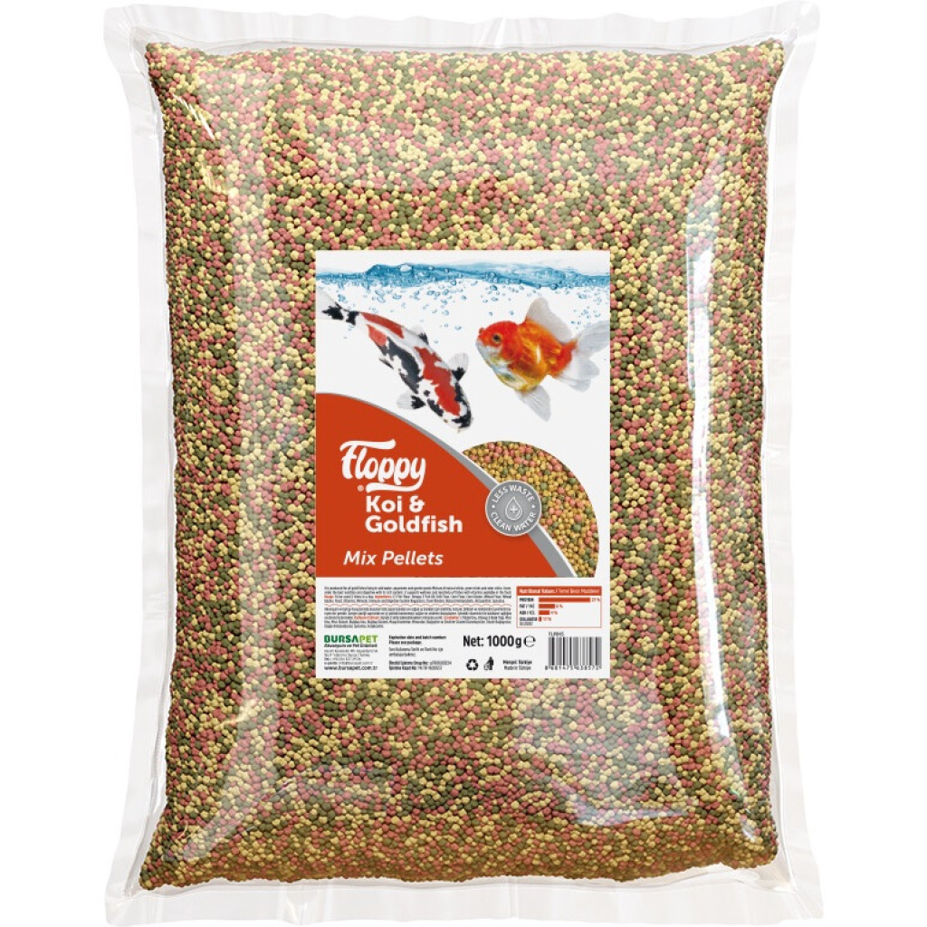 Floppy Mix Koi ve Japon Balıkları için Akvaryum Pellet Yemi 1kg