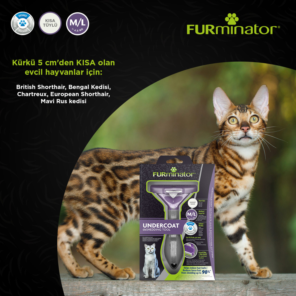 Furminator Kısa Tüylü Kedi Tarağı 6,2cm [M/L]