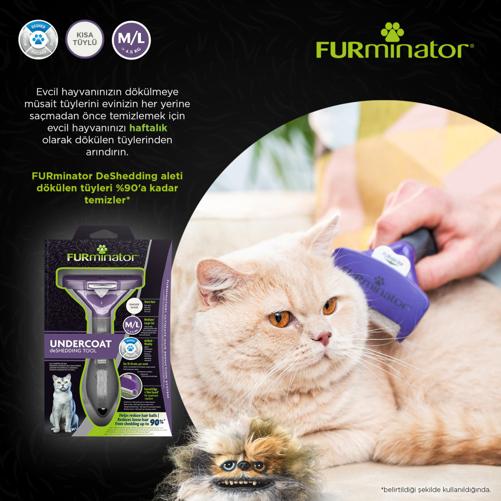 Furminator Kısa Tüylü Kedi Tarağı 6,2cm [M/L]