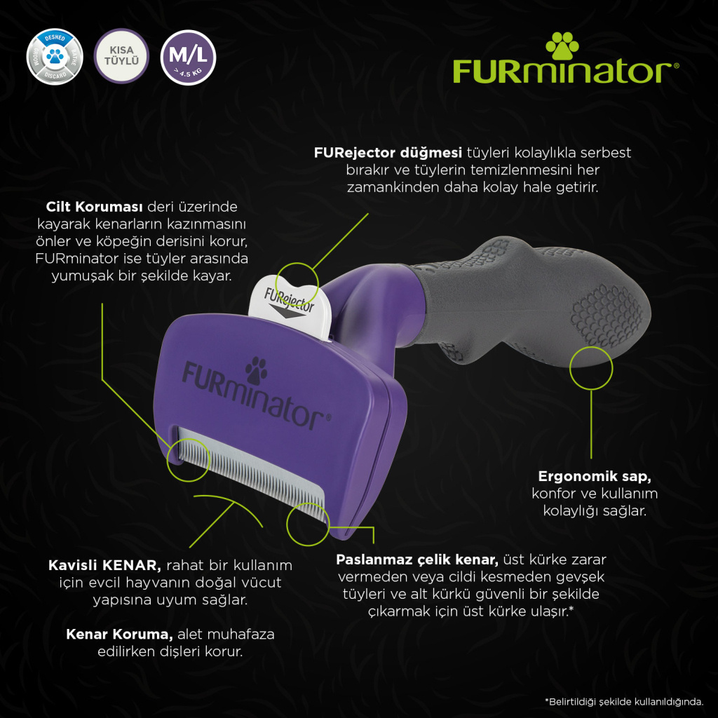 Furminator Kısa Tüylü Kedi Tarağı 6,2cm [M/L]