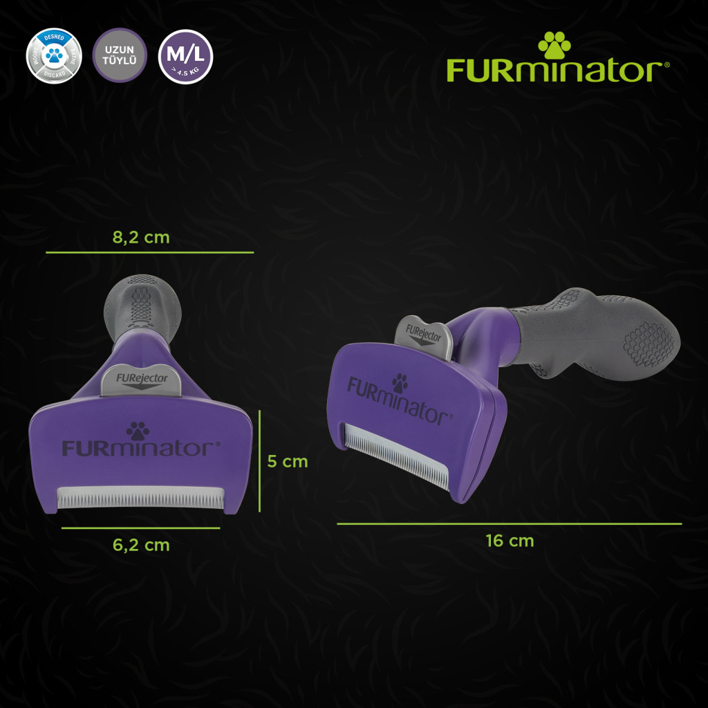 Furminator Uzun Tüylü Kedi Tarağı 6,2cm [M/L]