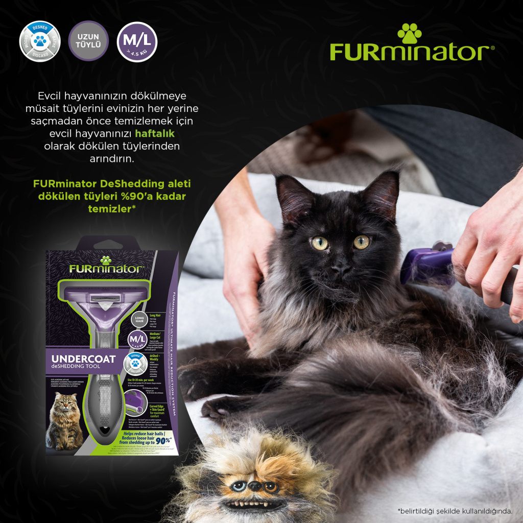 Furminator Uzun Tüylü Kedi Tarağı 6,2cm [M/L]