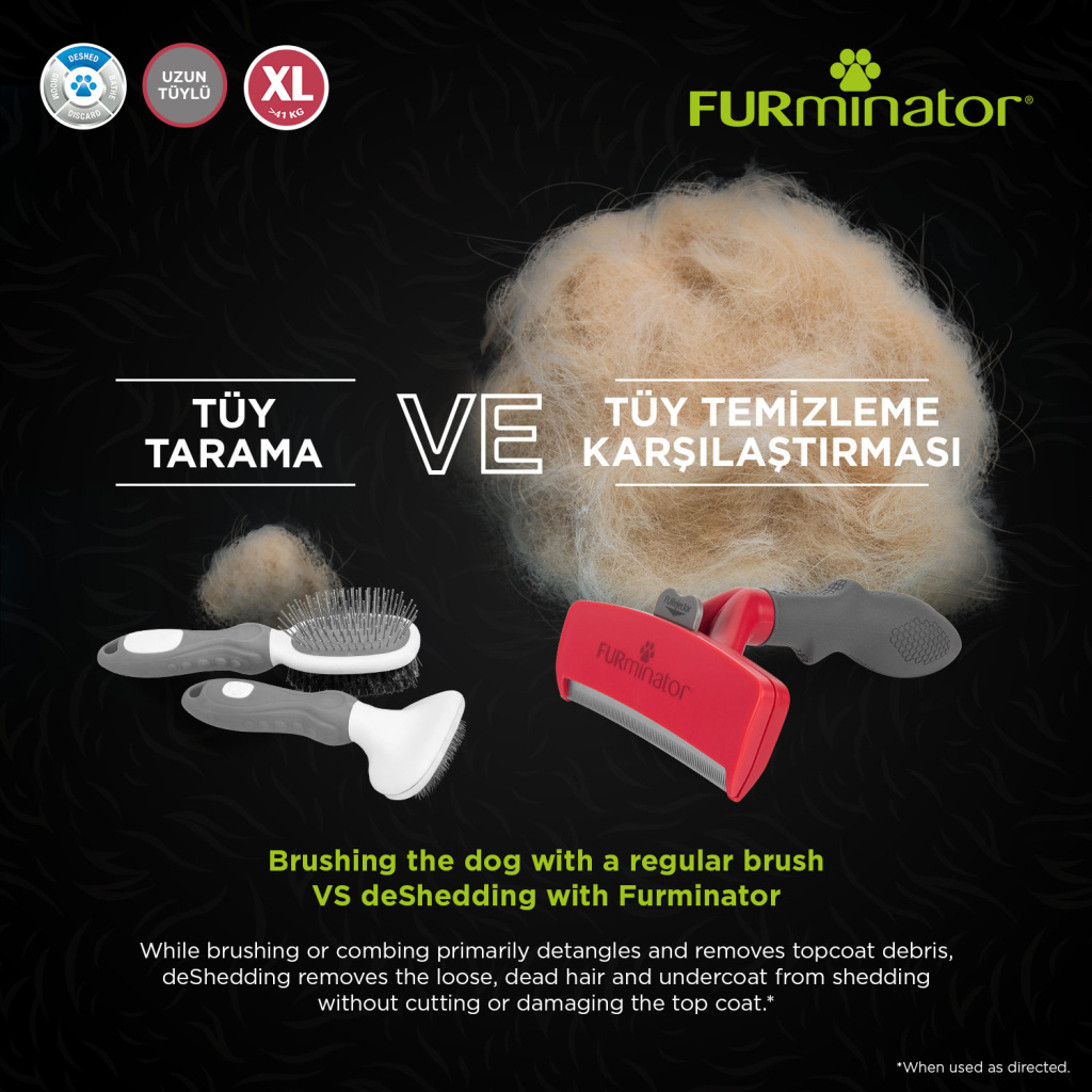 Furminator Büyük Irk Uzun Tüylü Köpek Tarağı [XL]