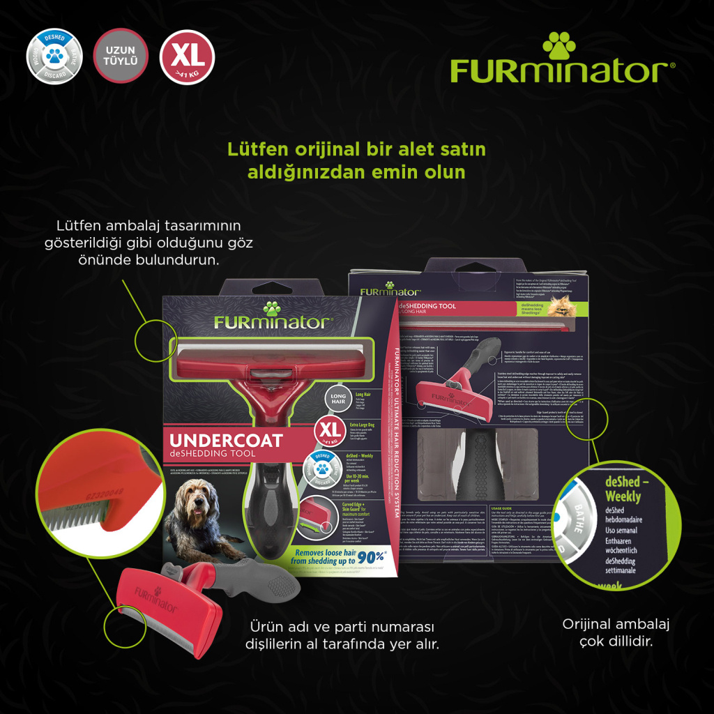 Furminator Büyük Irk Uzun Tüylü Köpek Tarağı [XL]