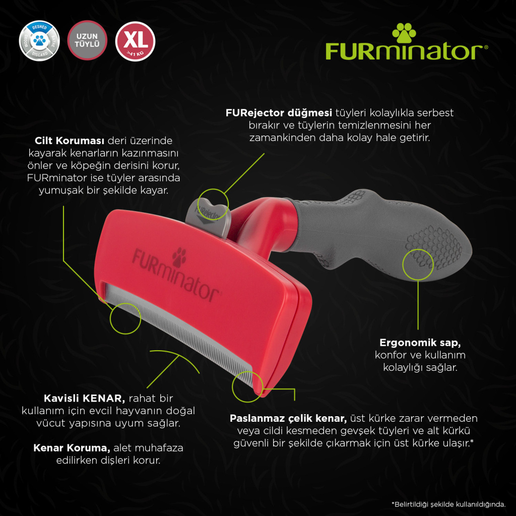 Furminator Büyük Irk Uzun Tüylü Köpek Tarağı [XL]