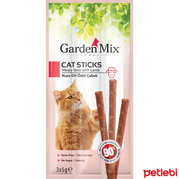 Garden Mix Kuzu Etli Tahılsız Kedi Ödül Çubuğu 15gr (3'lü)