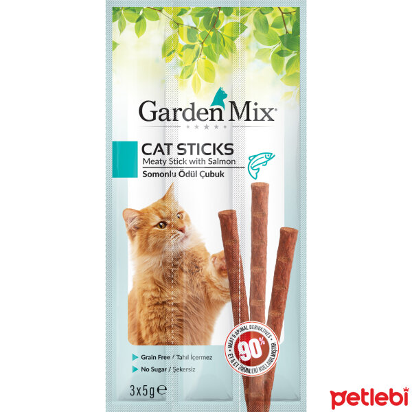 Garden Mix Somonlu Tahılsız Kedi Ödül Çubuğu 15gr (3'lü)