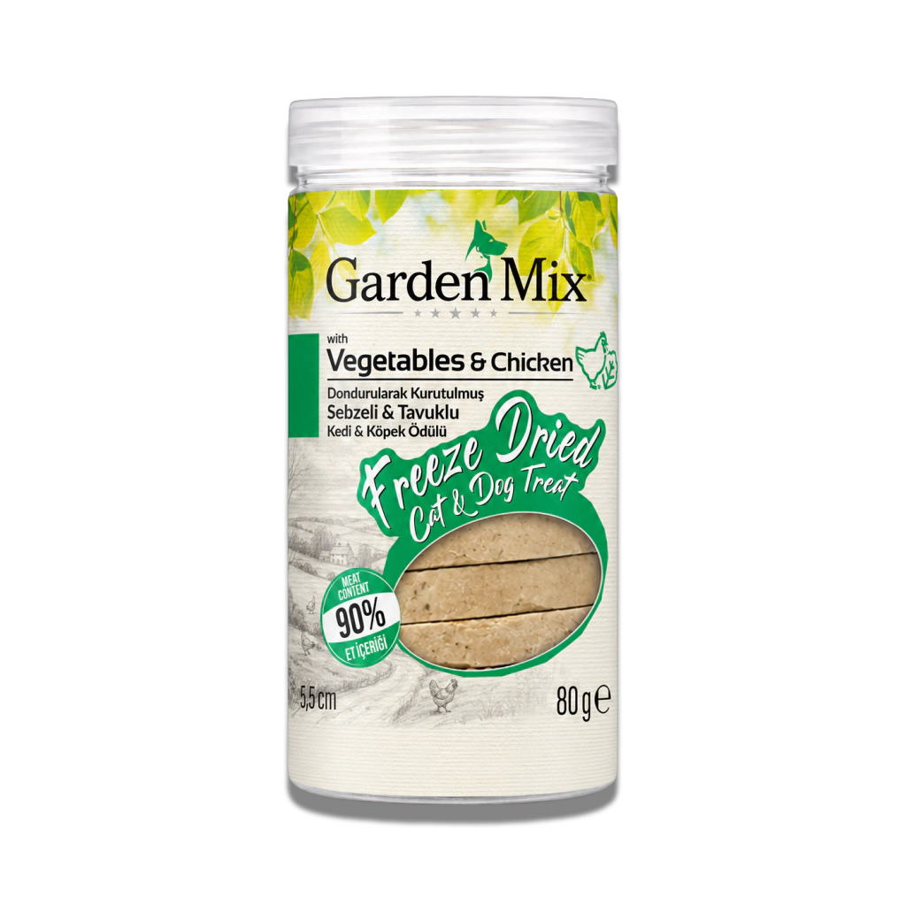 Garden Mix Dondurularak Kurutulmuş Sebzeli Kedi ve Köpek Ödül Maması 80gr