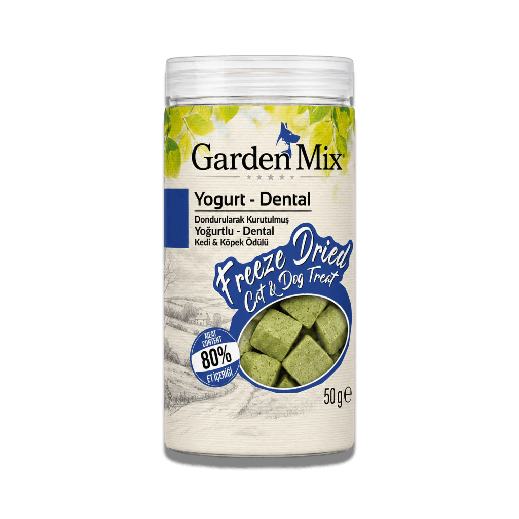 Garden Mix Dental Dondurularak Kurutulmuş Yoğurtlu Kedi ve Köpek Ödül Maması 50gr