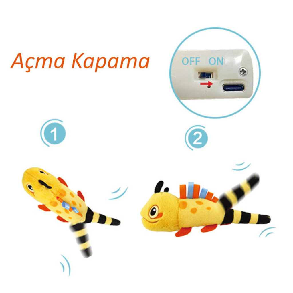 GiGwi Kedi Naneli Kuyruğu Sallanan Kertenkele Kedi Oyuncağı 22,35x8,89x8,89cm