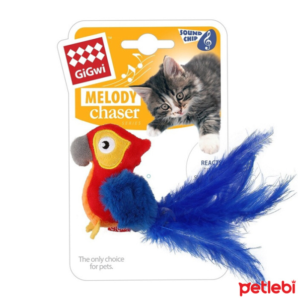 GiGwi Melody Chaser Peluş Makaw Papağan Sesli Kedi Oyuncağı 10cm