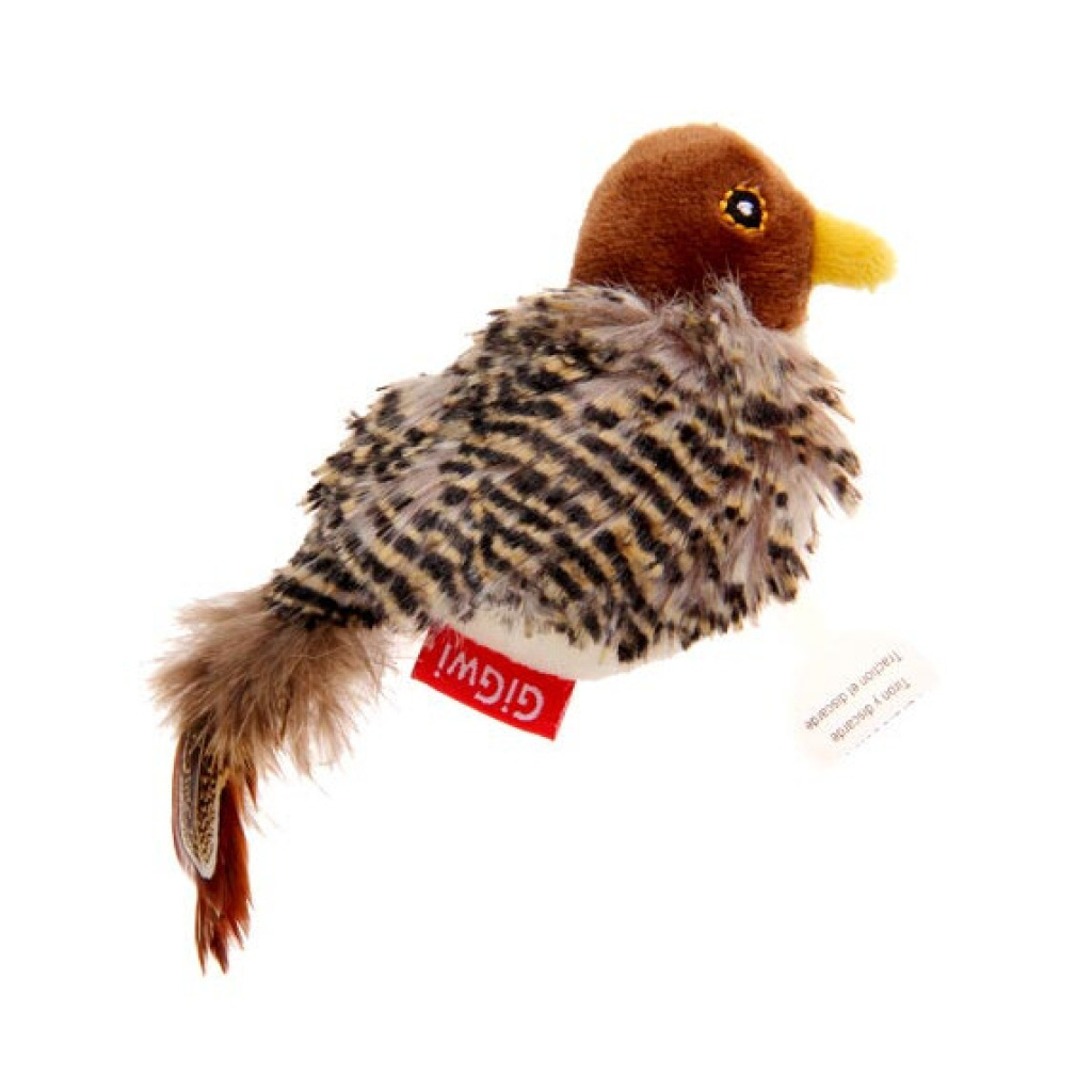 GiGwi Peluş Doğal Tüylü Kuş Kedi Oyuncağı