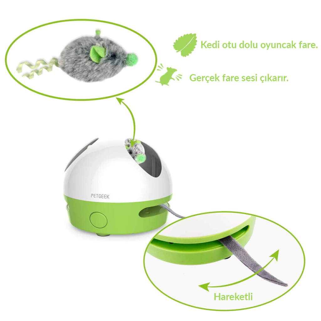 GiGwi İnteraktif Sesli Saklanan Fare Kedi Oyuncağı 12cm
