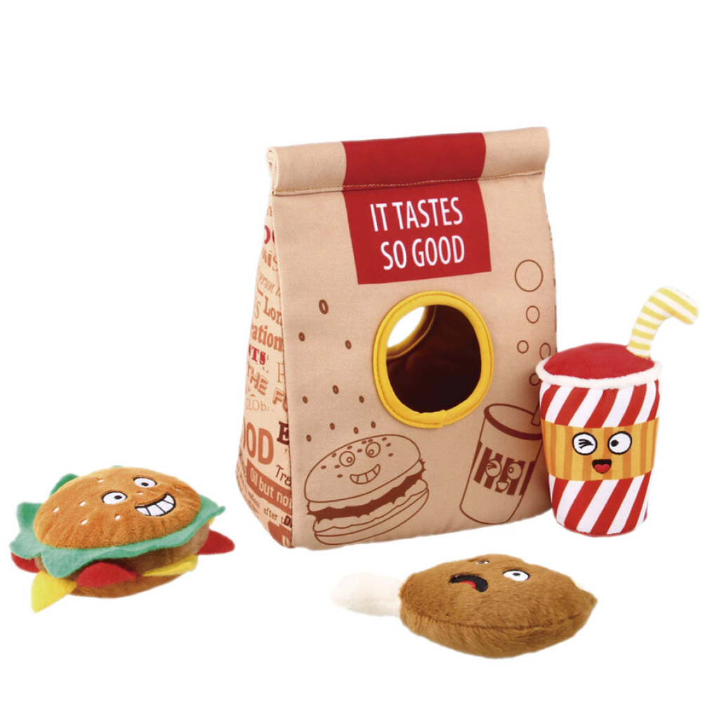 GiGwi Fast Food Çantası Peluş Köpek Oyuncağı 11,5x21,8x26cm