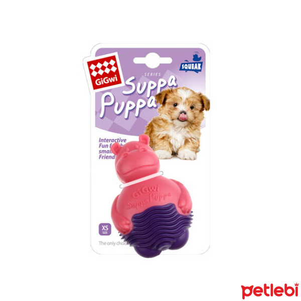 GiGwi Suppa Puppa Hipopotam  Diş Kaşıma Köpek Oyuncağı (Pembe-Mor)