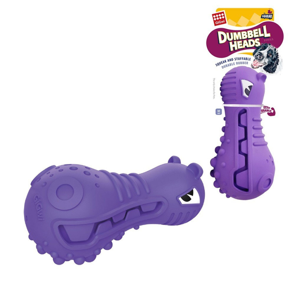 GiGwi Su Aygırı Başlı Dambıl Köpek Oyuncağı 16cm (Mor) [M]