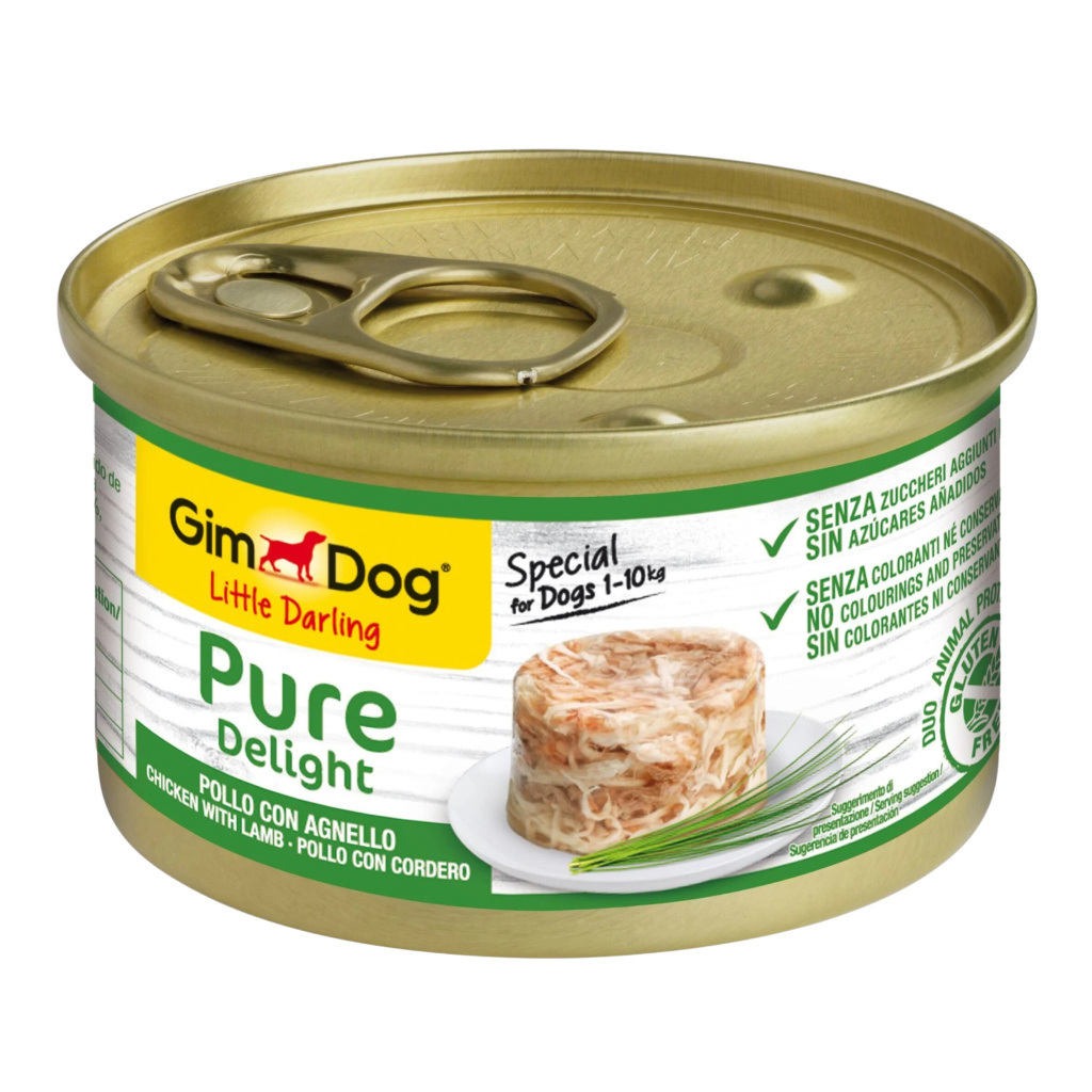 GimDog Pure Delight Jöle İçinde Tavuklu ve Kuzu Etli Yetişkin Köpek Konservesi 150gr