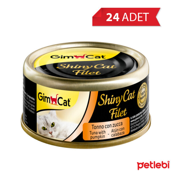 GimCat Shinycat Kıyılmış Ton Balıklı ve Kabaklı Kedi Konservesi 70gr (24 Adet)