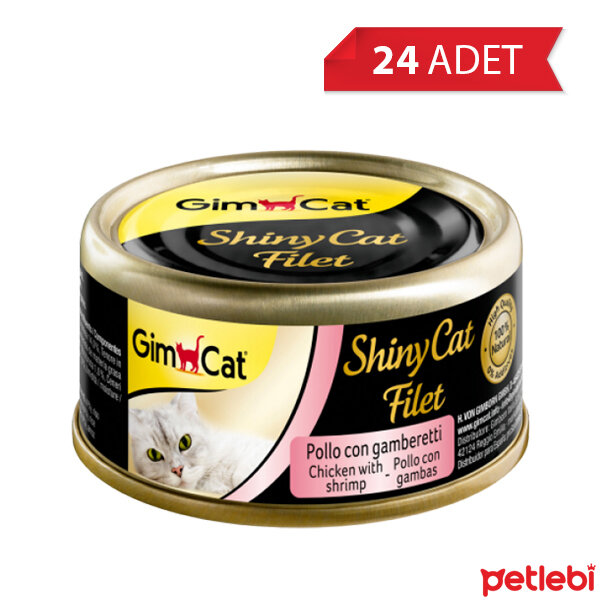 GimCat Shinycat Kıyılmış Tavuklu ve Karidesli Kedi Konservesi 70gr (24 Adet)