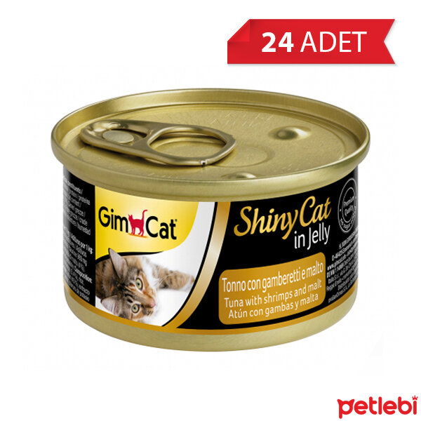 GimCat Shinycat Ton Balıklı ve Karidesli Malt Özlü Kedi Konservesi 70gr (24 Adet)