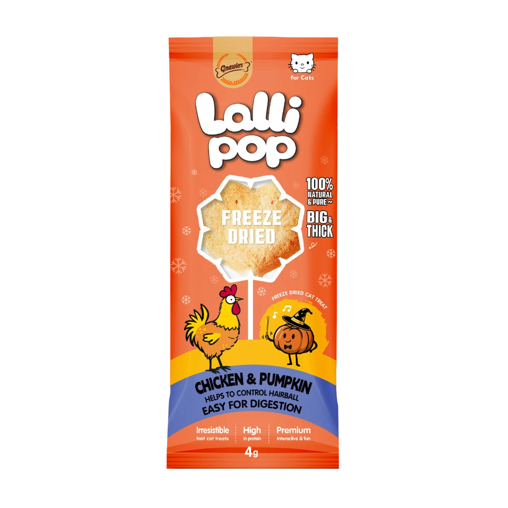 Gnawlers Dondurularak Kurutulmuş Tavuklu ve Bal Kabalıklı Lolipop Kedi Ödül Maması 4gr (15'li)