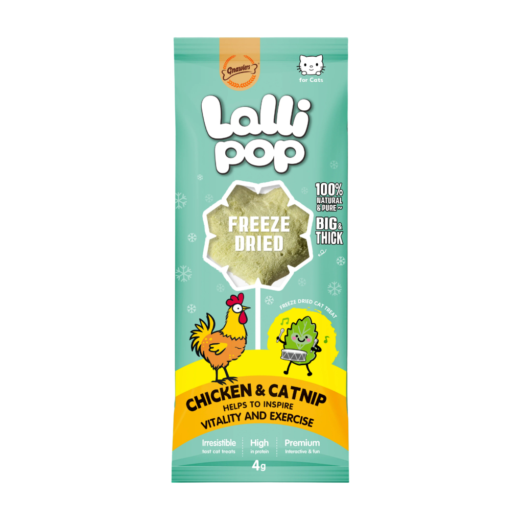 Gnawlers Dondurularak Kurutulmuş Tavuklu ve Kedi Otlu Lolipop Kedi Ödül Maması 4gr (15'li)