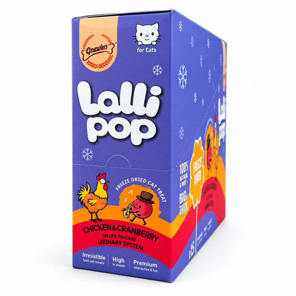 Gnawlers Dondurularak Kurutulmuş Tavuklu ve Yaban Mersinli Lolipop Kedi Ödül Maması 4gr (15'li)