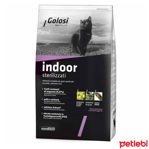Golosi Indoor Ev Kedileri için Somonlu ve Pirinçli Kısırlaştırılmış Kedi Maması 7,5kg