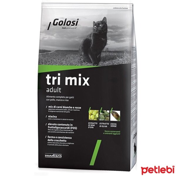 Golosi Tri Mix Tavuklu Sığır Etli ve Pirinçli Yetişkin Kedi Maması 7,5kg