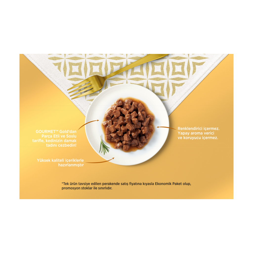 Gourmet Gold Soslu Parça Etli Karışık Çeşitli Yetişkin Kedi Konservesi 12x85gr (12 AL 9 ÖDE)