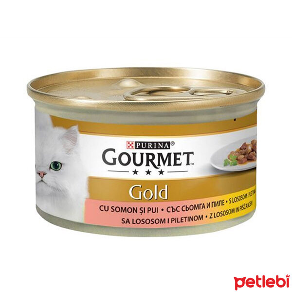 Gourmet Gold Parça Etli Somonlu ve Tavuklu Kedi Konservesi 85gr