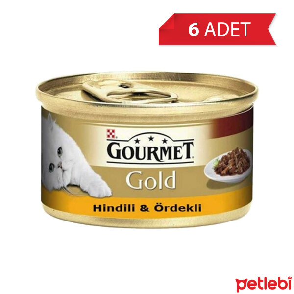 Gourmet Gold Parça Etli Hindili ve Ördekli Yetişkin Kedi Konservesi 85gr (6 Adet)